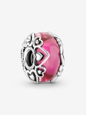 pandora Reveal Your Love Pink Murano Glass Charm